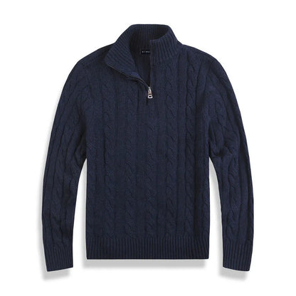 Élanor Half-Zip Trui van Katoen met Hoge Kraag en Lange Mouwen