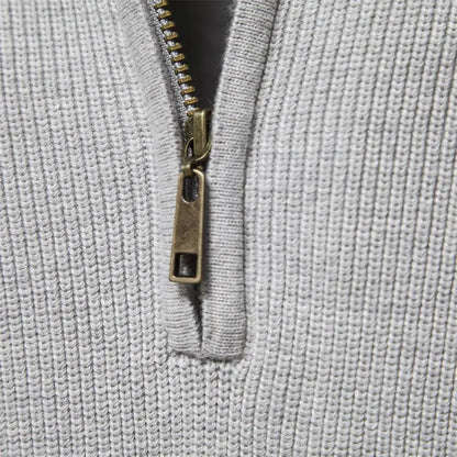 Monde Herensweater met kwartrits van katoenmix – regular fit, opstaande kraag