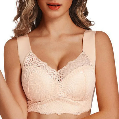 Monde Dames Push-up BH zonder beugel – Verstelbare bandjes – Ademend elastisch materiaal – Met kantdetails