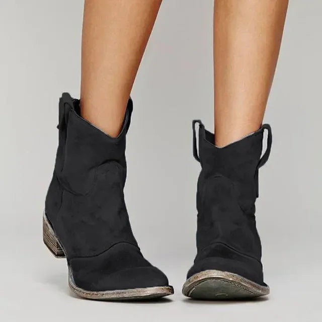 Veloria – Vintage Cowboy Enkellaarsjes van Leder voor Dames