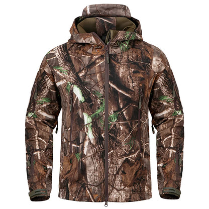 Élanor Heren Softshell Camouflage Jas met Capuchon – Waterdicht & Gevoerd Outdoor Jack voor Jacht en Wandelen
