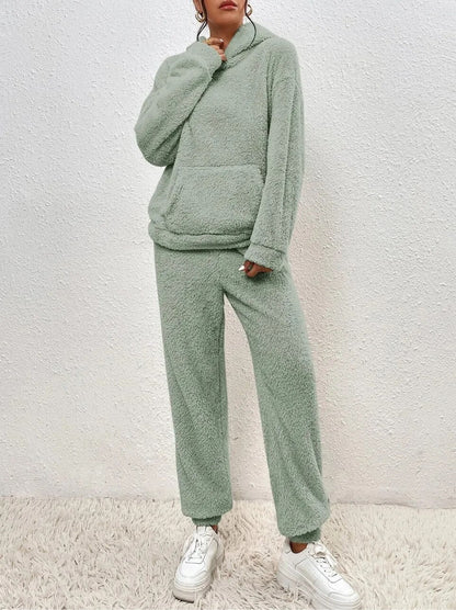 Veloria Teddy Huispak met Capuchon en Broek – Zachte Lounge Set voor Winter