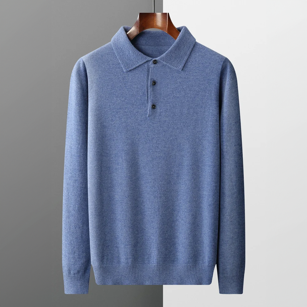 Aureum Wollen Polo Longsleeve Heren – Tijdloze Fijngebreide Trui