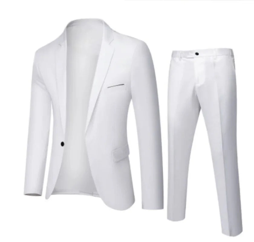 Évoque Dames Tweedelige Set – Slim Fit Blazer met Reverskraag en Hoge Taille Lange Broek
