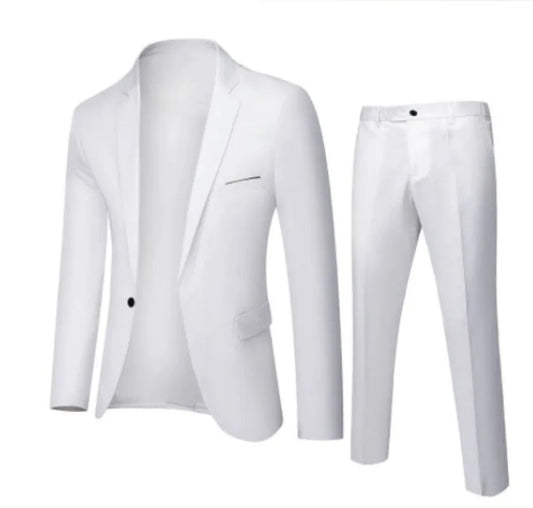 Évoque Dames Tweedelige Set – Slim Fit Blazer met Reverskraag en Hoge Taille Lange Broek