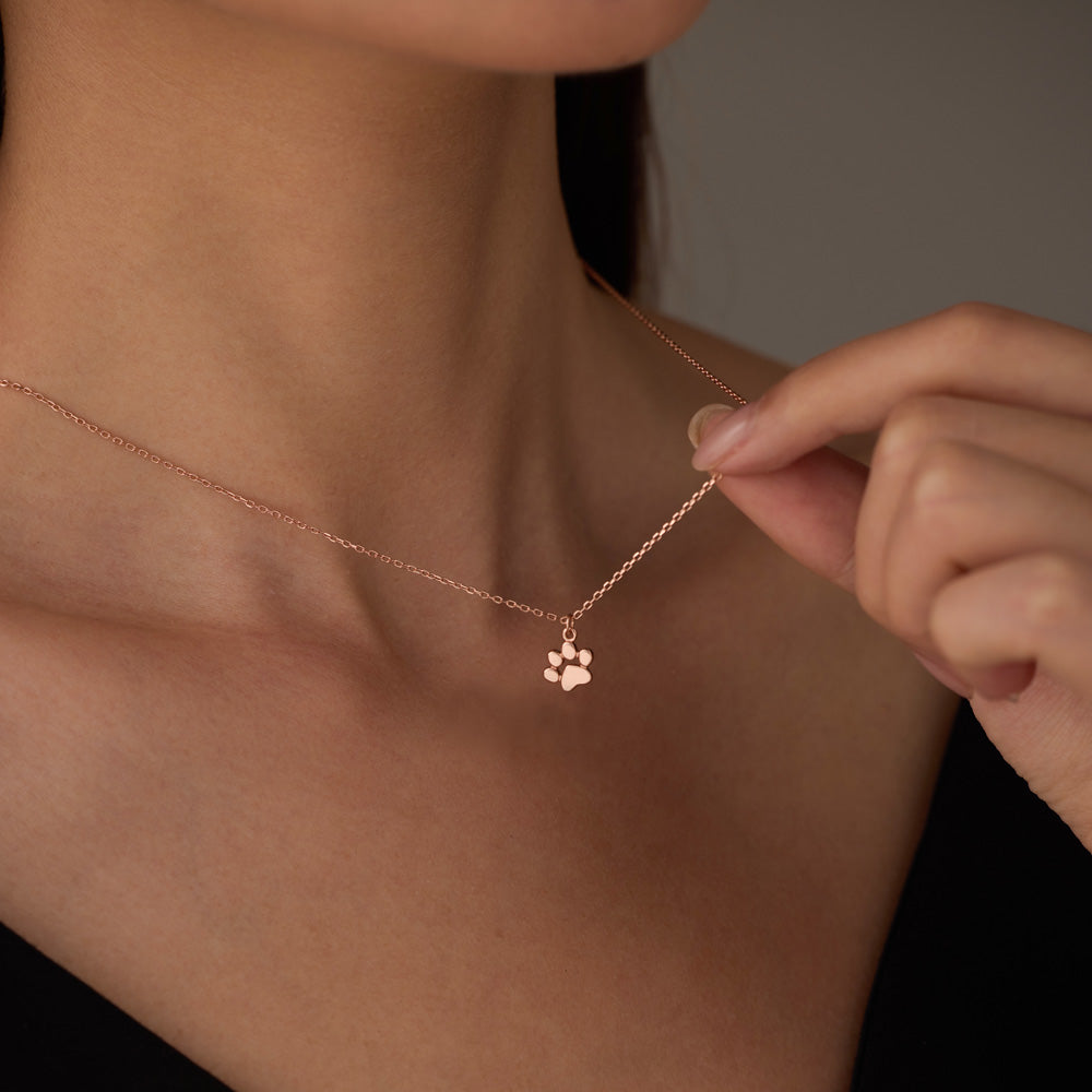 Monde Zilveren Ketting met Pootafdruk Hanger – Personaliseerbaar Dierensieraad voor Honden- of Kattenliefhebbers