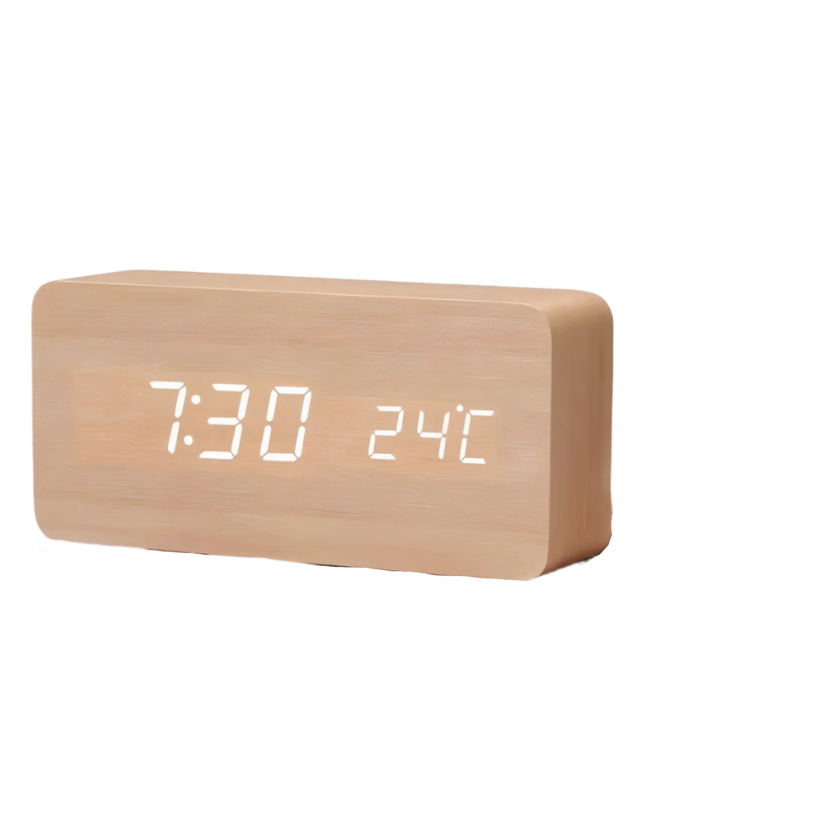 Monde Houten digitale wekker met LED-display, temperatuur- en luchtvochtigheidsmeter