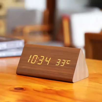 Monde Houten digitale wekker met LED-display, temperatuur- en luchtvochtigheidsmeter