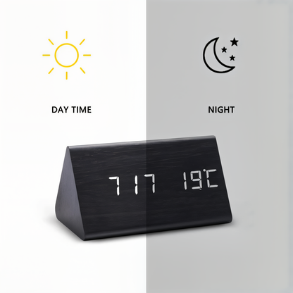 Monde Houten digitale wekker met LED-display, temperatuur- en luchtvochtigheidsmeter