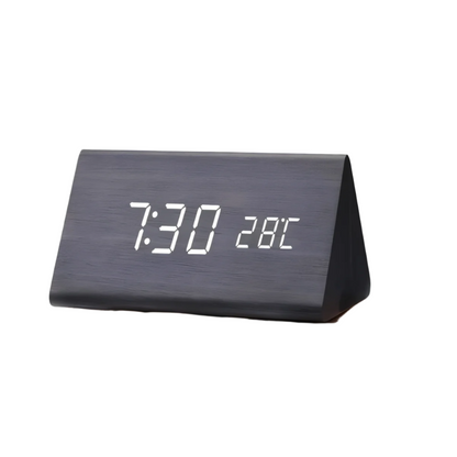 Monde Houten digitale wekker met LED-display, temperatuur- en luchtvochtigheidsmeter
