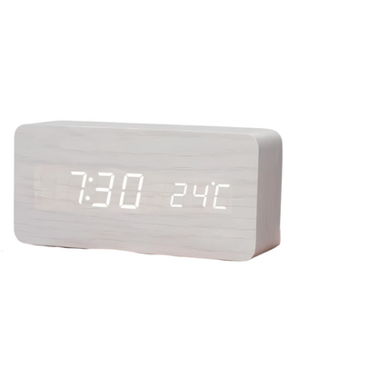 Monde Houten digitale wekker met LED-display, temperatuur- en luchtvochtigheidsmeter