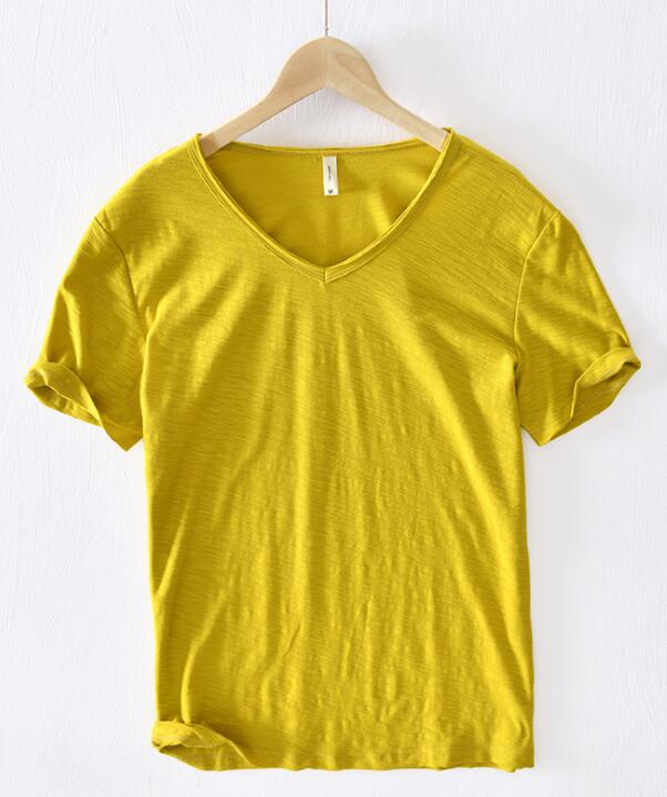 Monde Linnen Heren T-shirt met V-hals – Lichtgewicht Zomerhemd met Korte Mouwen