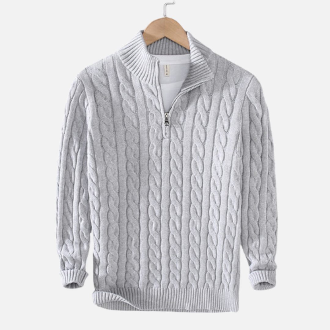 Évoque Half-Zip Trui van Katoen met Hoge Kraag