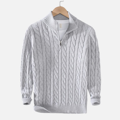Évoque Half-Zip Trui van Katoen met Hoge Kraag