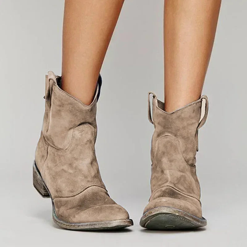 Veloria – Vintage Cowboy Enkellaarsjes van Leder voor Dames