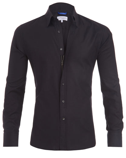 Veloria Heren Overhemd met Verborgen Rits – Slim Fit Design
