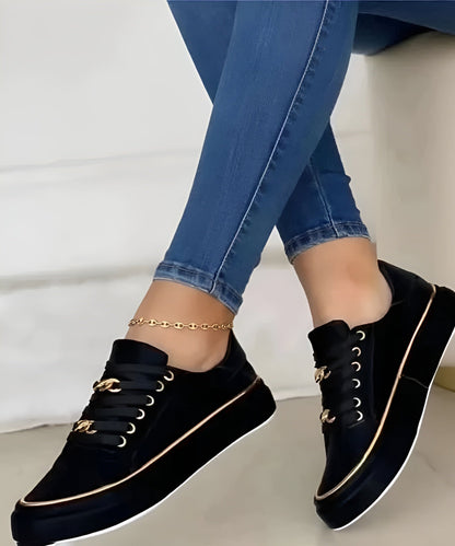 Évoque | Orthopedische dames sneakers met gouden details en vetersluiting