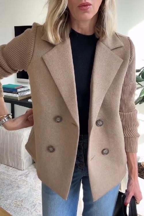 Évoque | Gebreide Mouw Blazer met Dubbele Knopenrij voor Dames