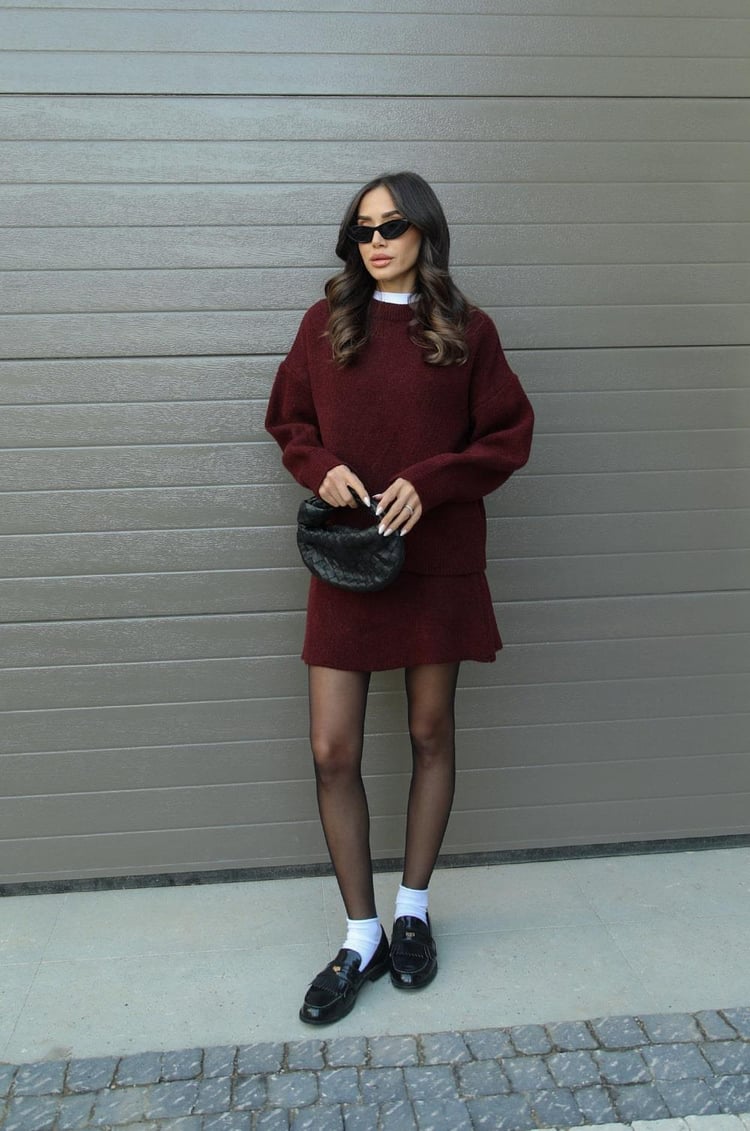 Évoque | Gebreide Set met Top en Rok in Bordeaux