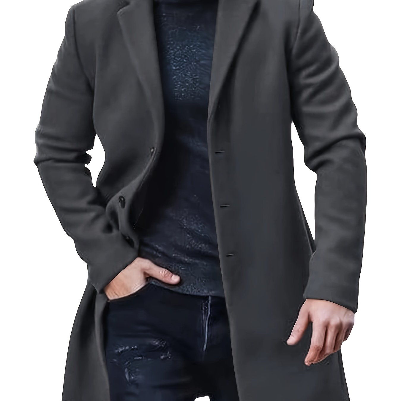 Évoque | Lange heren trenchcoat van luxe katoenmix met reverskraag