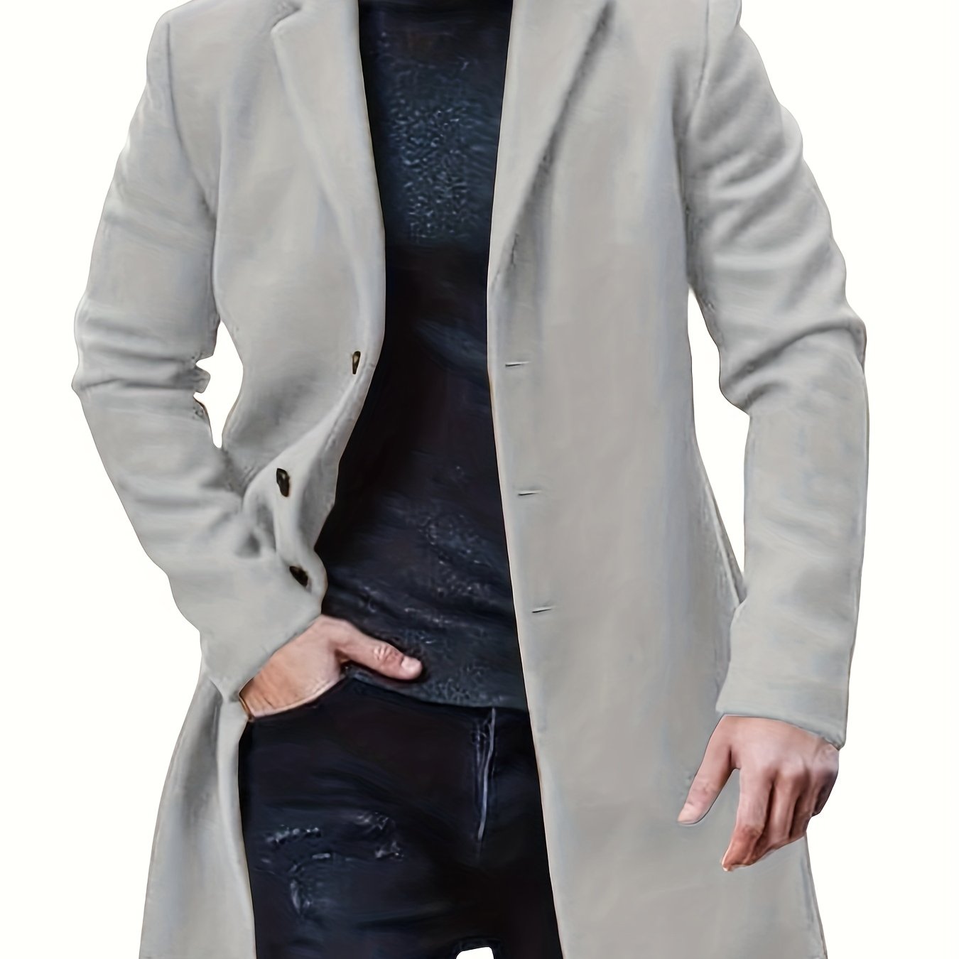 Évoque | Lange heren trenchcoat van luxe katoenmix met reverskraag