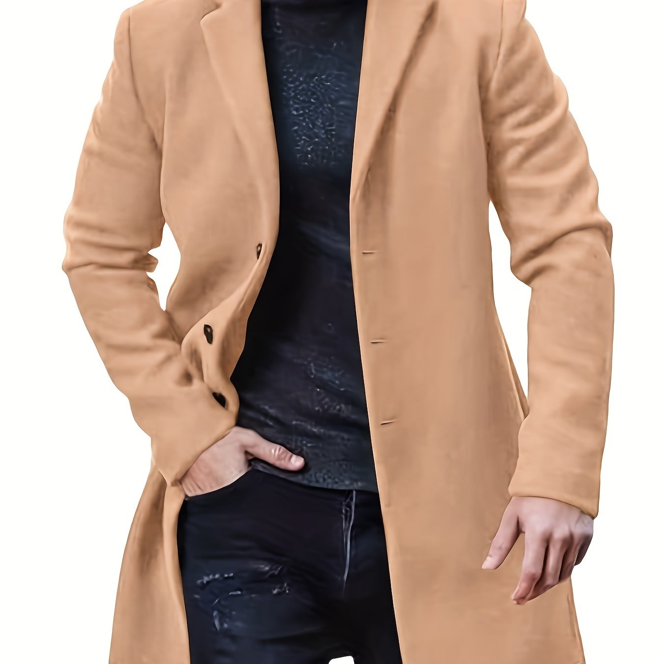 Évoque | Lange heren trenchcoat van luxe katoenmix met reverskraag