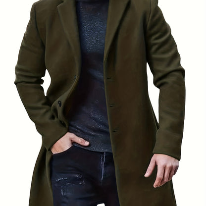 Évoque | Lange heren trenchcoat van luxe katoenmix met reverskraag
