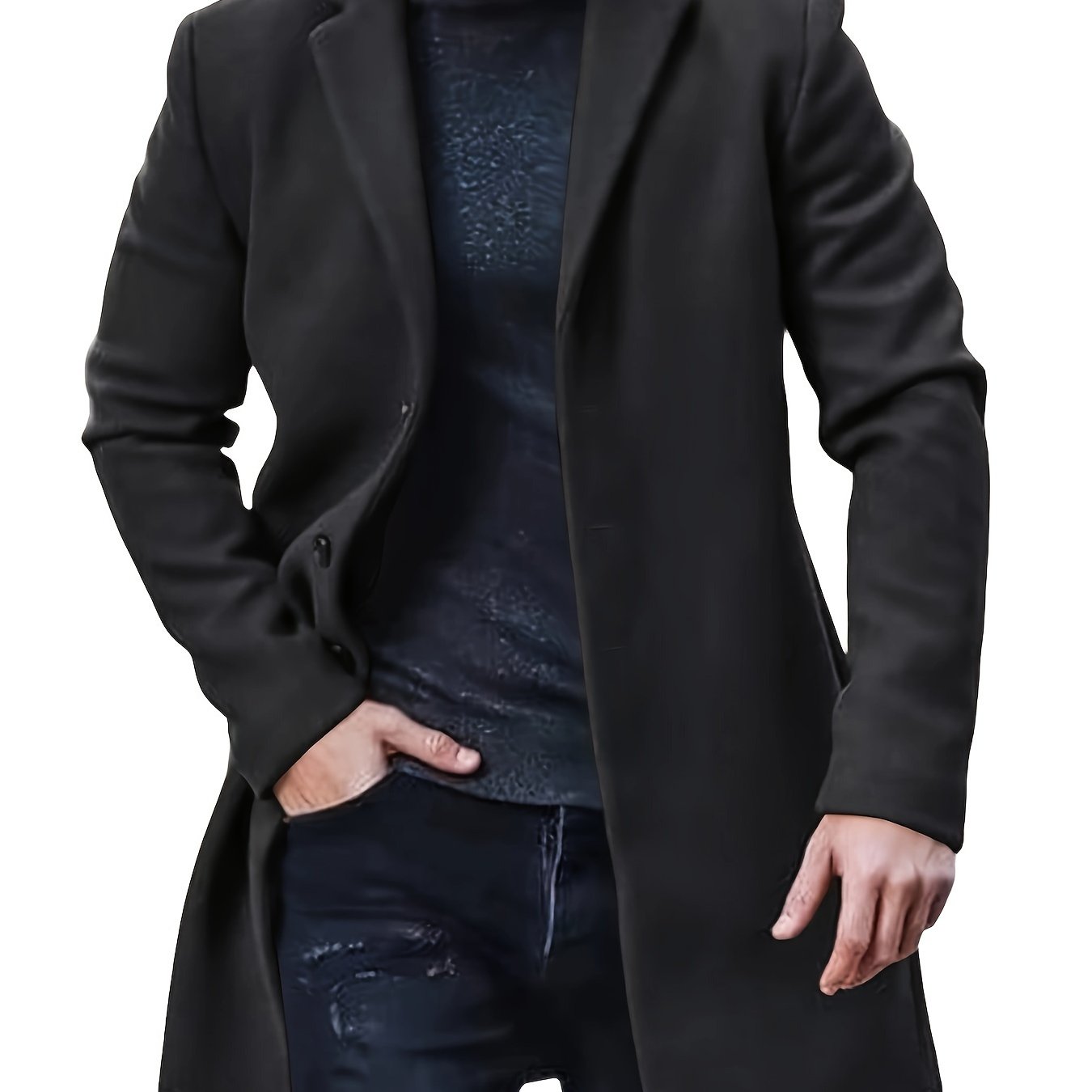 Évoque | Lange heren trenchcoat van luxe katoenmix met reverskraag