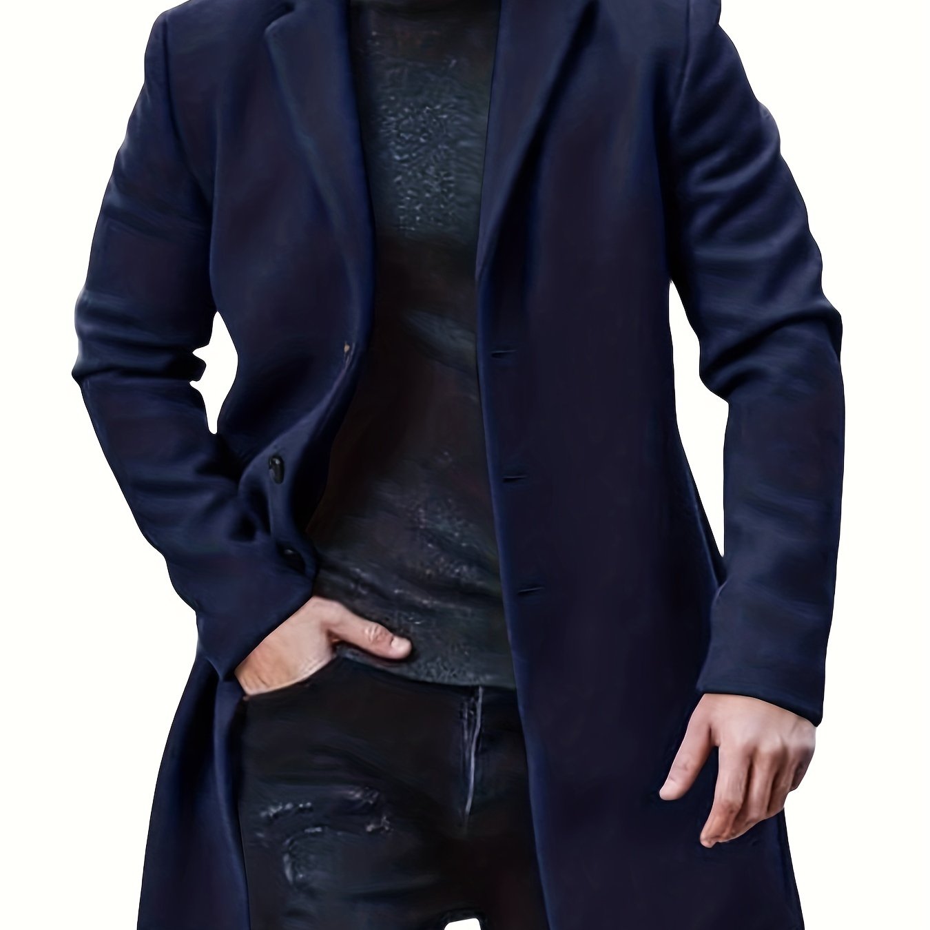 Évoque | Lange heren trenchcoat van luxe katoenmix met reverskraag
