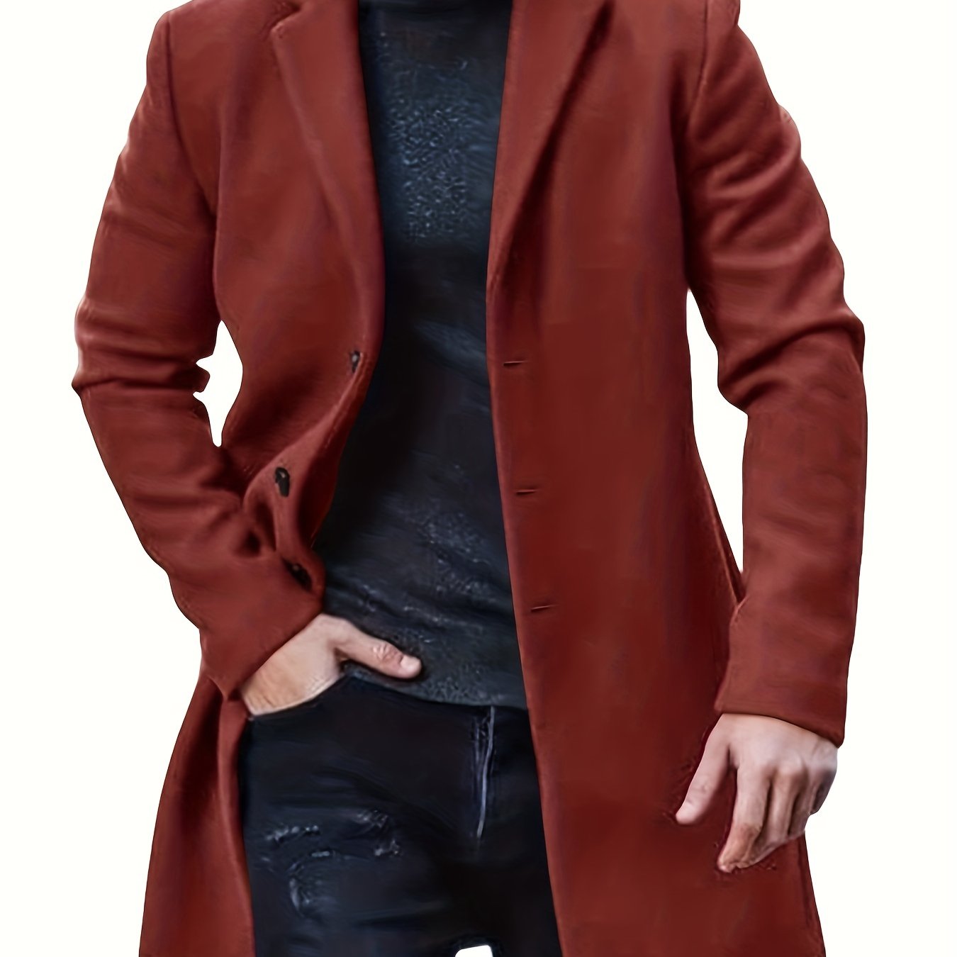 Évoque | Lange heren trenchcoat van luxe katoenmix met reverskraag