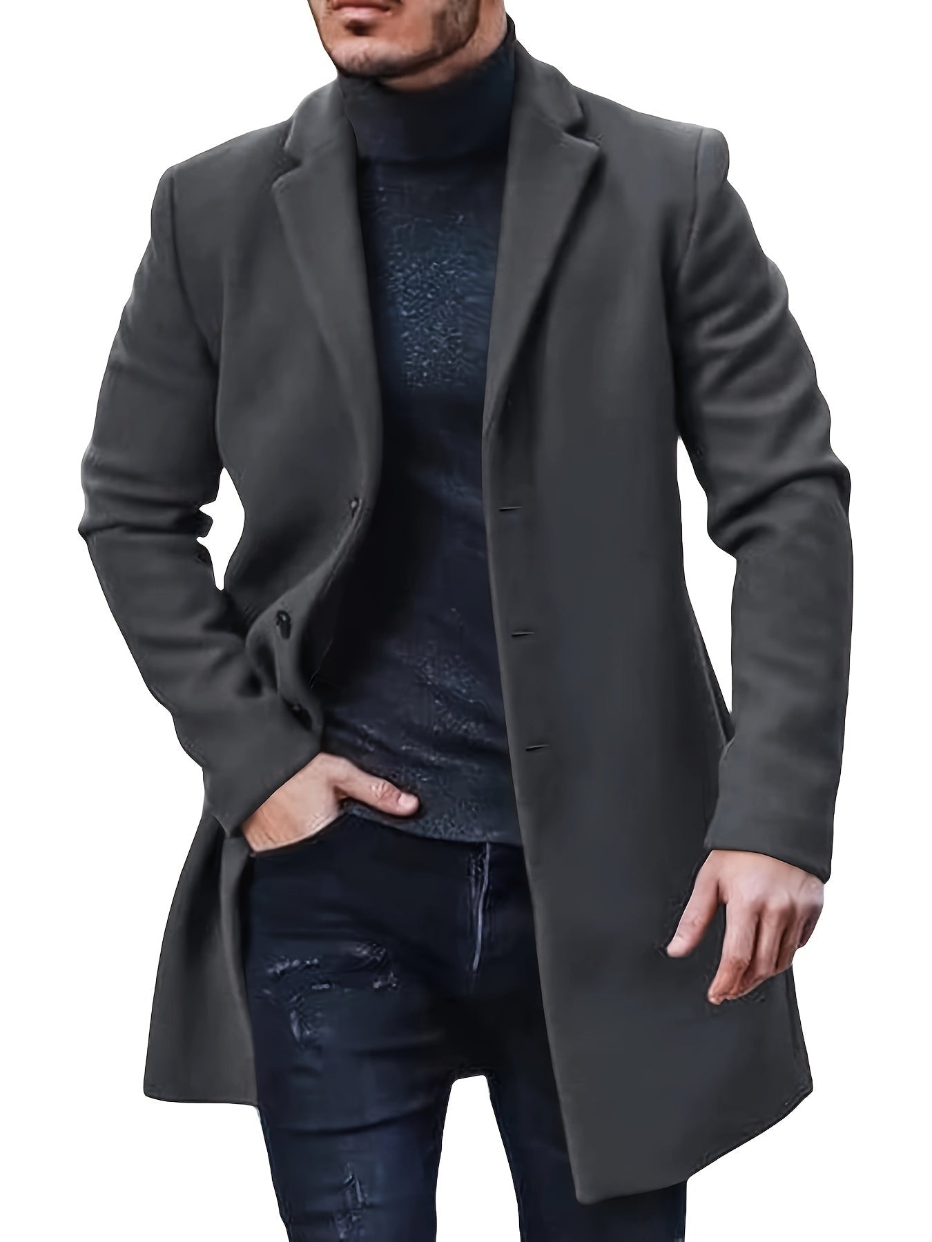 Évoque | Lange heren trenchcoat van luxe katoenmix met reverskraag