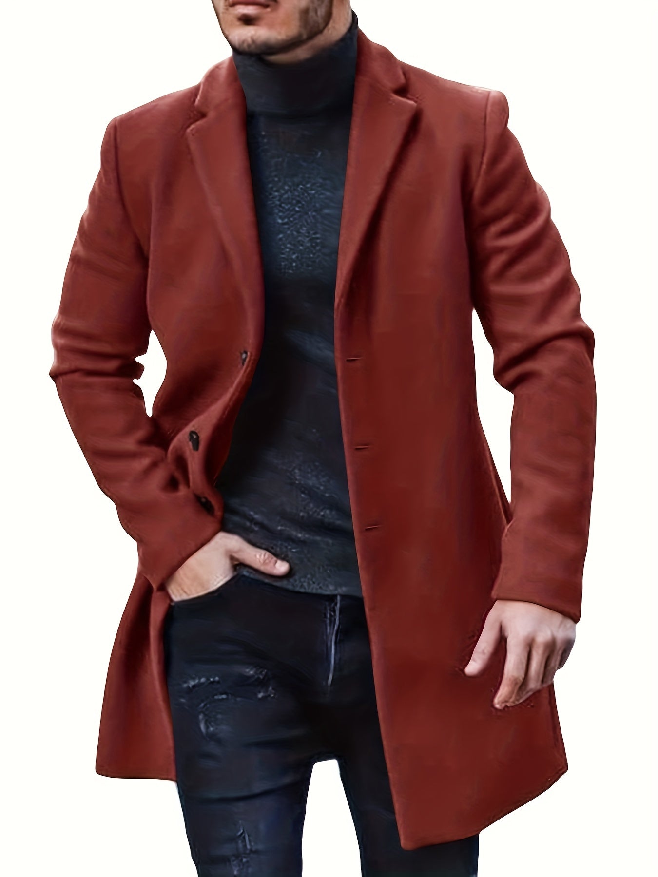 Évoque | Lange heren trenchcoat van luxe katoenmix met reverskraag