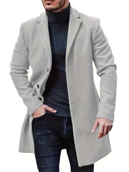 Évoque | Lange heren trenchcoat van luxe katoenmix met reverskraag