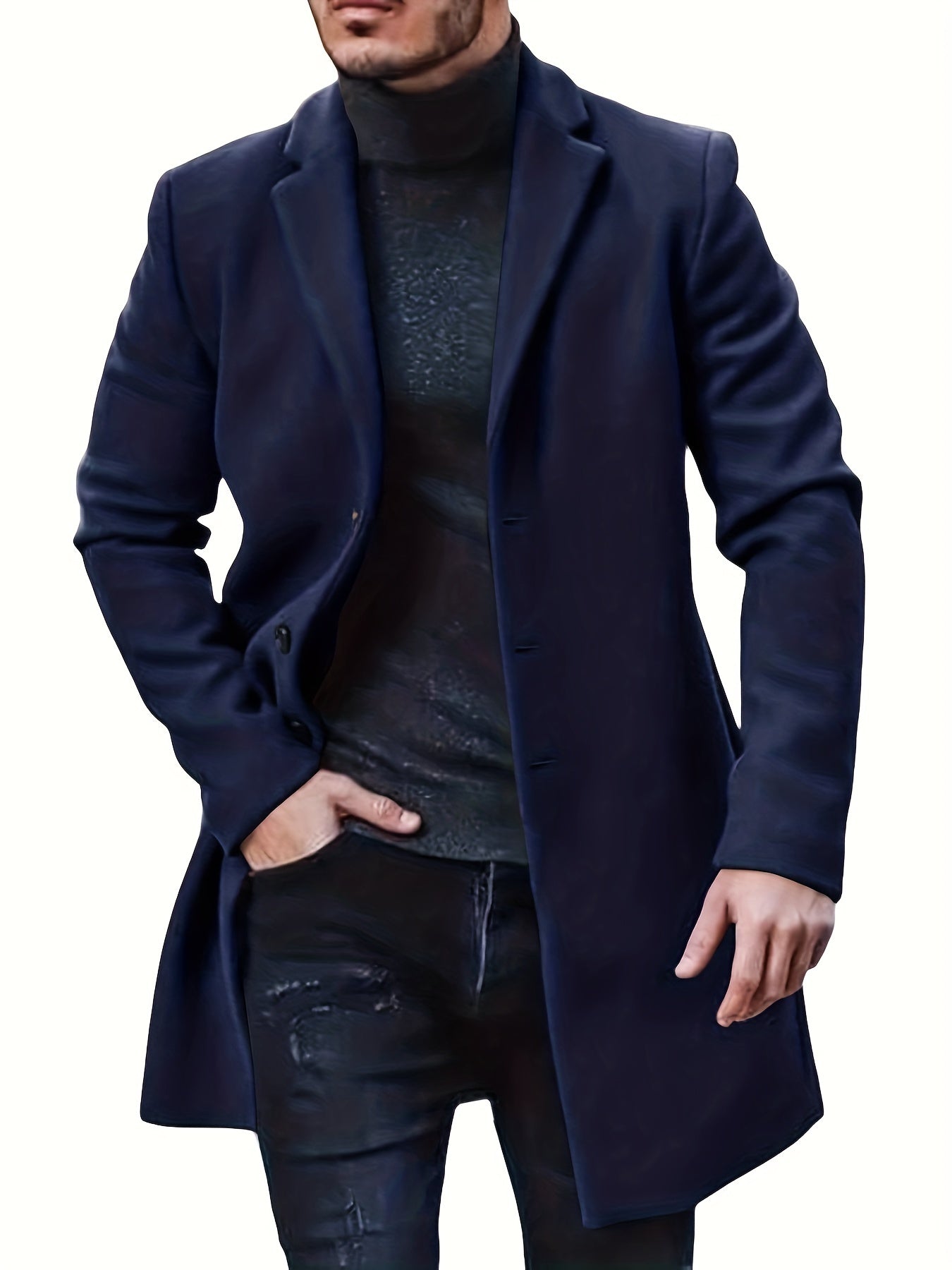 Évoque | Lange heren trenchcoat van luxe katoenmix met reverskraag