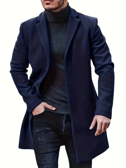 Évoque | Lange heren trenchcoat van luxe katoenmix met reverskraag