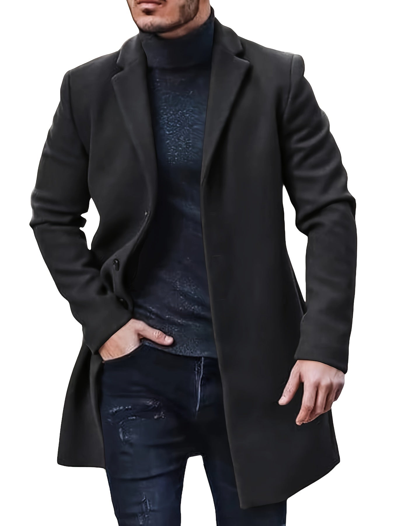 Évoque | Lange heren trenchcoat van luxe katoenmix met reverskraag
