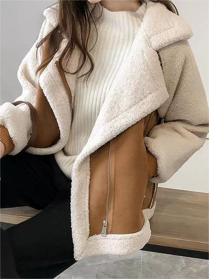 Veloria Oversized Suède Jack met Vegan Bontkraag en Reverskraag