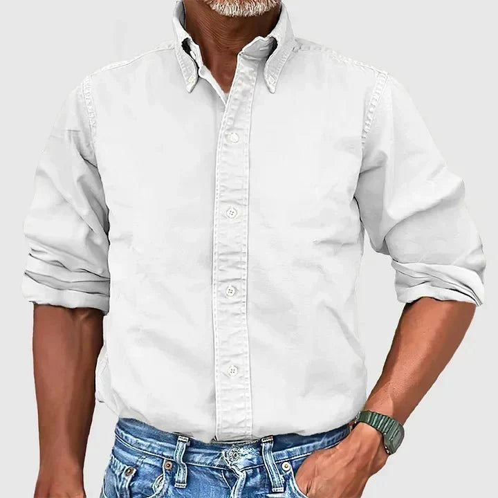 Sereno Heren Overhemd met Lange Mouwen – Elegante Regular Fit in Katoenmix