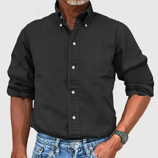 Sereno Heren Overhemd met Lange Mouwen – Elegante Regular Fit in Katoenmix