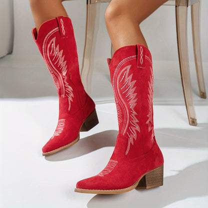 Veloria | Dames cowboylaarzen met blokhak en spitse neus