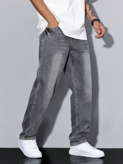Élanor | Effen kleur casual heren jeans met rechte pasvorm