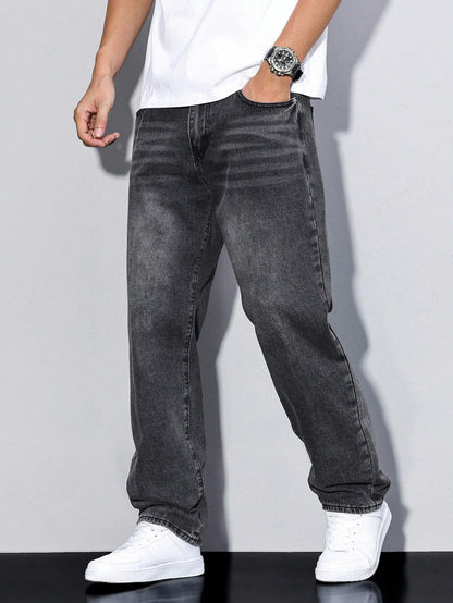 Élanor | Effen kleur casual heren jeans met rechte pasvorm