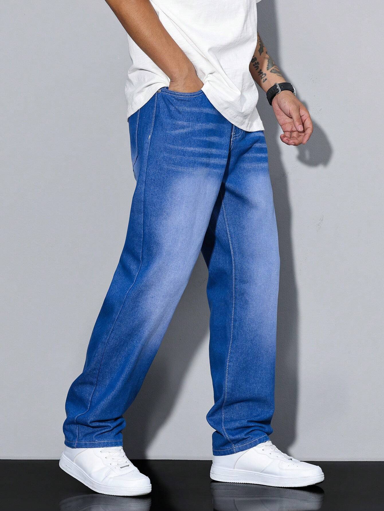 Élanor | Effen kleur casual heren jeans met rechte pasvorm