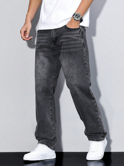 Élanor | Effen kleur casual heren jeans met rechte pasvorm