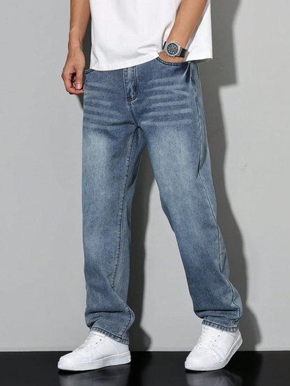 Élanor | Effen kleur casual heren jeans met rechte pasvorm