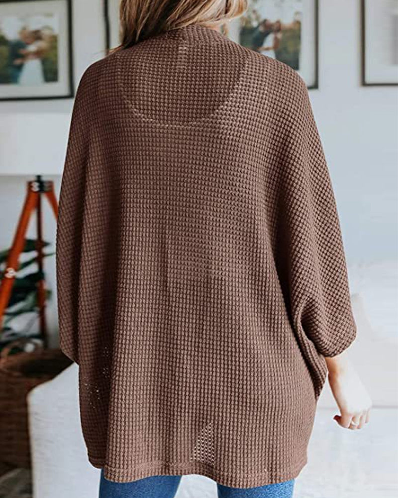 Évoque Effen Gebreid Cardigan met 3/4 Vleermuismouwen – Losse Pasvorm