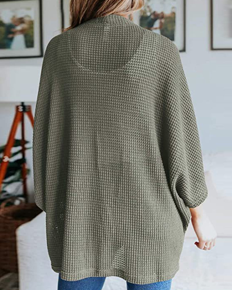 Évoque Effen Gebreid Cardigan met 3/4 Vleermuismouwen – Losse Pasvorm
