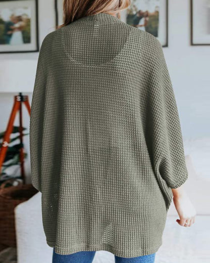 Évoque Effen Gebreid Cardigan met 3/4 Vleermuismouwen – Losse Pasvorm