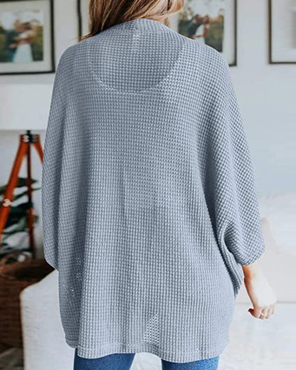 Évoque Effen Gebreid Cardigan met 3/4 Vleermuismouwen – Losse Pasvorm