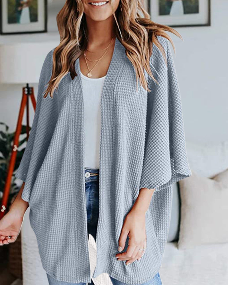Évoque Effen Gebreid Cardigan met 3/4 Vleermuismouwen – Losse Pasvorm